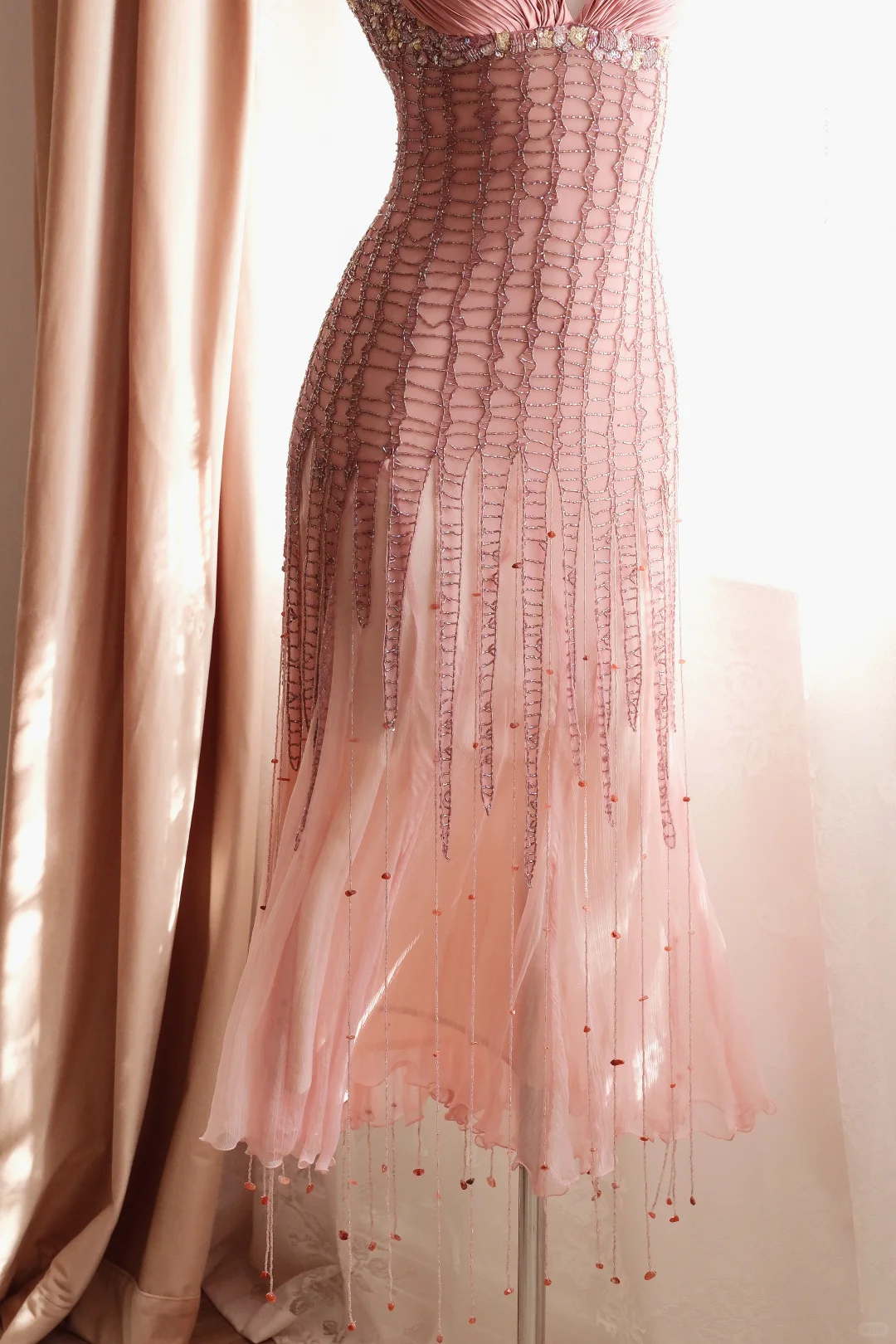 Vintage Pink A Line Exquisite Beaded Chiffon Short Prom Dress Homecoming Dress DP5436