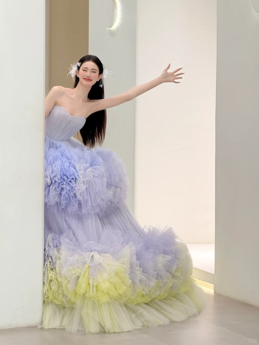 Gorgeous Ball Gown Sweetheart Neck Purple Yellow Tulle Prom Dress Party Dress DP2511