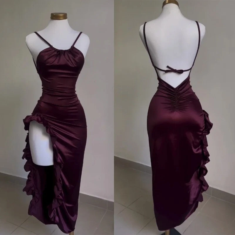 Sexy Ruffles Slit Prom Dress Party Dress DP182