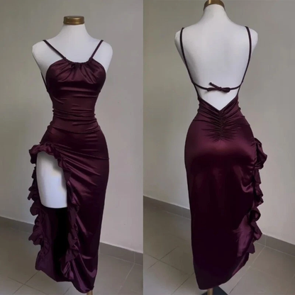 Sexy Ruffles Slit Prom Dress Party Dress DP182