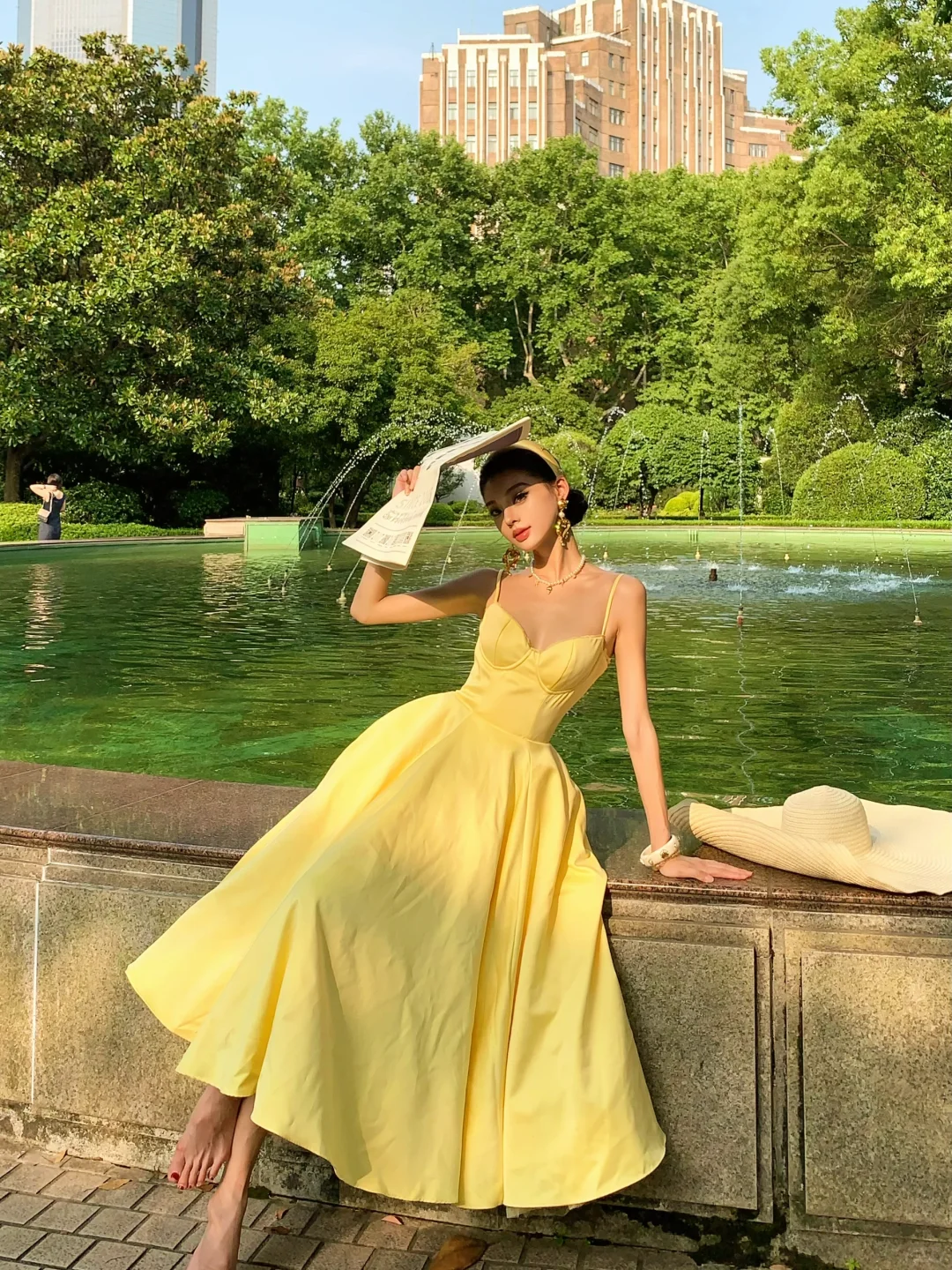 Yellow A Line Spaghetti Strap Satin Prom Dress 16th Birthday Dress DP3963