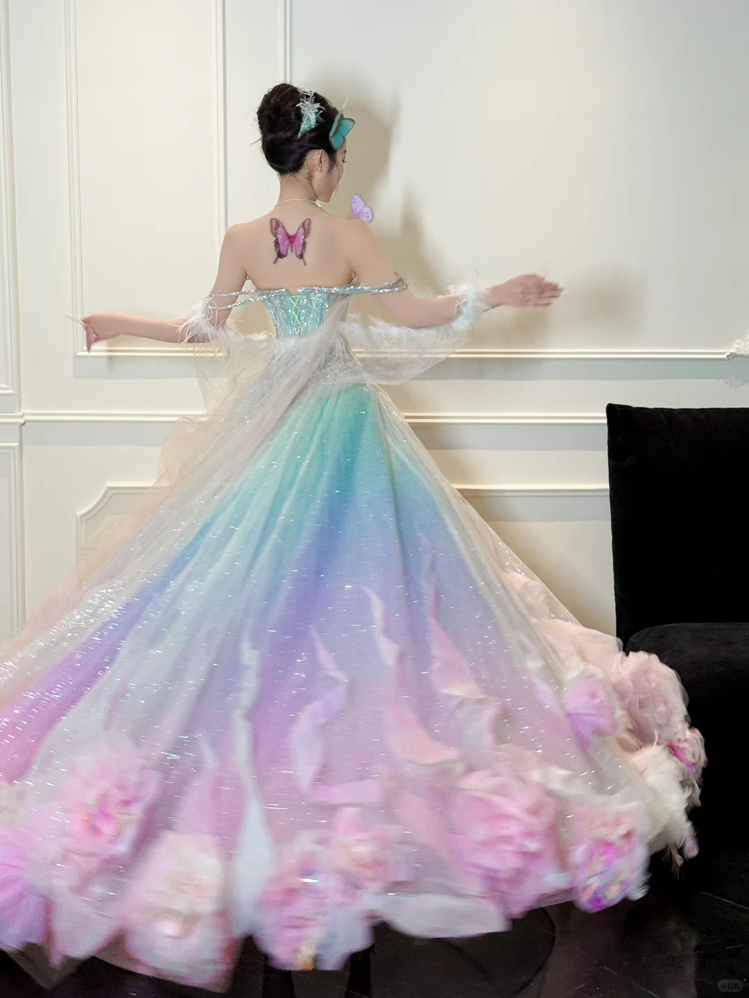 Dreamy Multi-Color Ball Gown Off the Shoulder Sequin Tulle Prom Dress DP4292