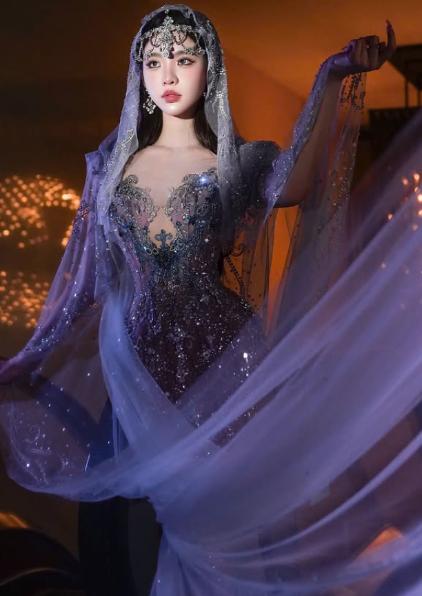 Dreamy Purple Mermaid Sweetheart Neck Exquisite Beaded Sequin Tulle Prom Dress DP4384