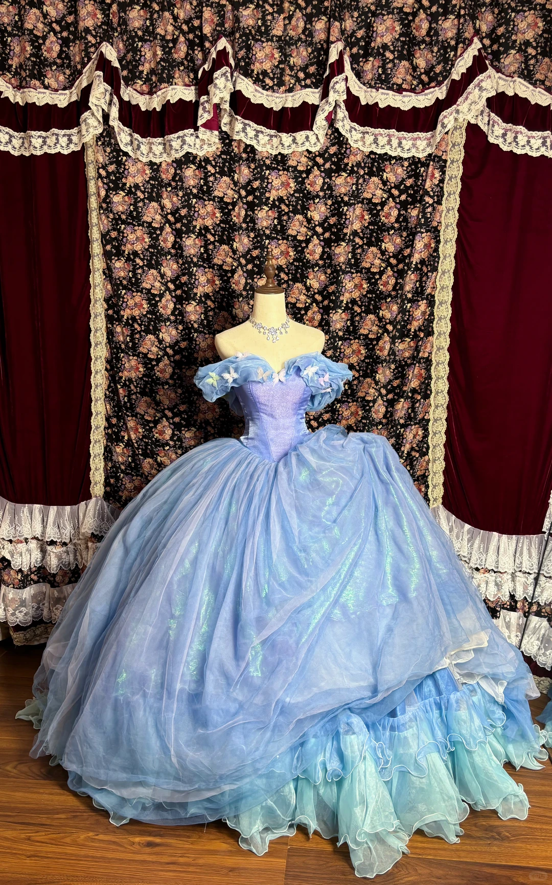 Princess Cinderella Ball Gown Off the Shoulder Blue Purple Tulle Prom Dress Sweet 16 Dress DP5661