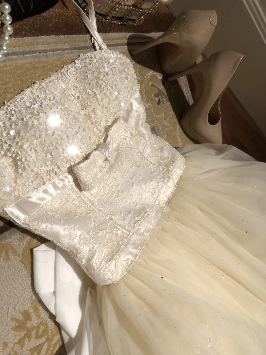 Cute A Line Spaghetti Strap White Beaded Layered Tulle Homecoming Dress Birthday Dress DP2462