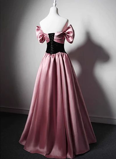 Champagne Satin Velvet Long Party Dress Off Shoulder Prom Dress DP651