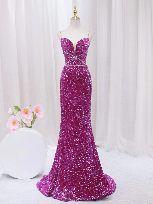 Generous Mermaid Sequins Long Prom Dress Evening Dress DP418