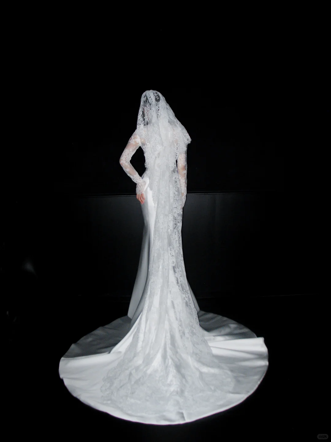Classic Mermaid Long Sleeve White Lace Satin Long Wedding Dress DP5792