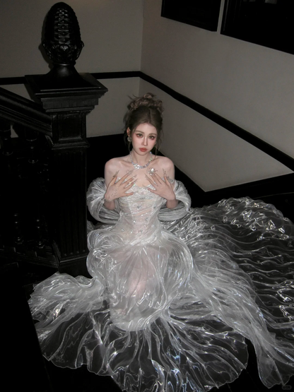 Stunning Ball Gown Sweetheart Neck Organza Long Party Dress Prom Dress DP2504