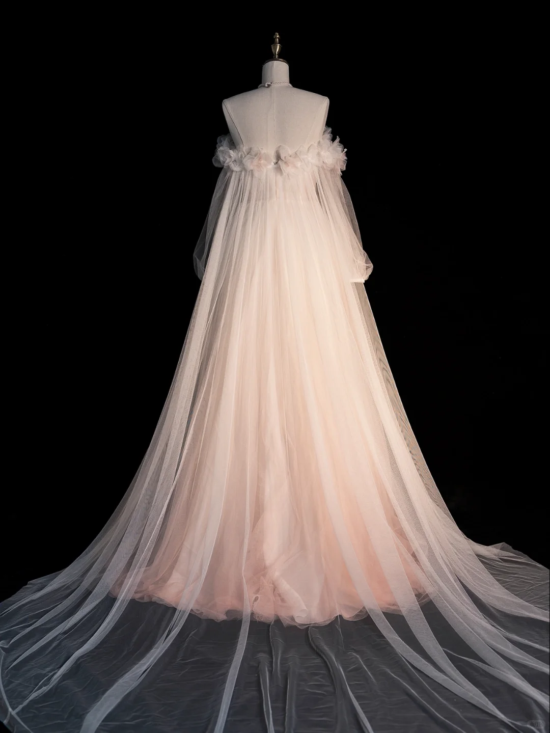 Pink Ombre A Line Long Sleeve Flower Tulle Prom Dress Graduation Prom Dress DP2193