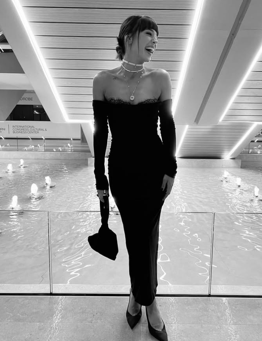 Sexy Sheath Long Sleeve Black Velvet Long Prom Dress Evening Dress DP1715