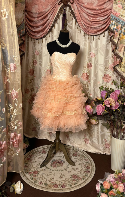 Cute Orange Retro A Line Sweetheart Neck Layered Satin Tulle Homecoming Dress Cocktail Dress DP3181