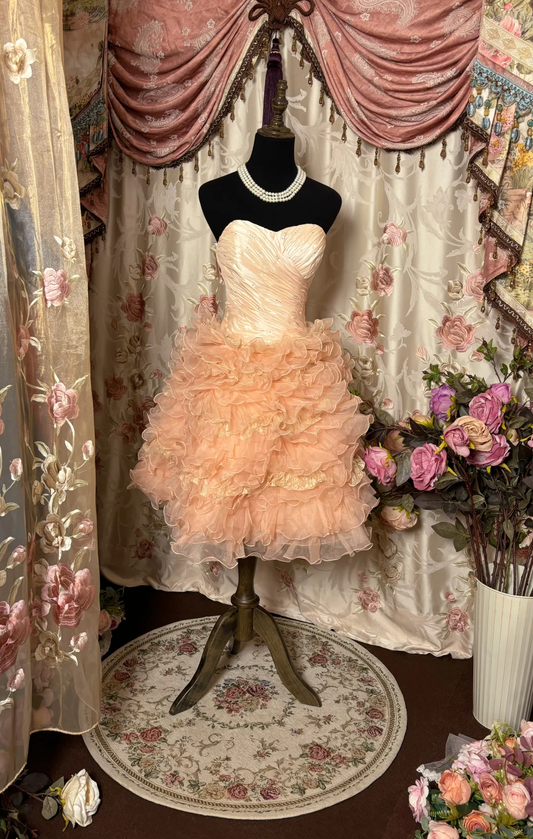 Cute Orange Retro A Line Sweetheart Neck Layered Satin Tulle Homecoming Dress Cocktail Dress DP3181