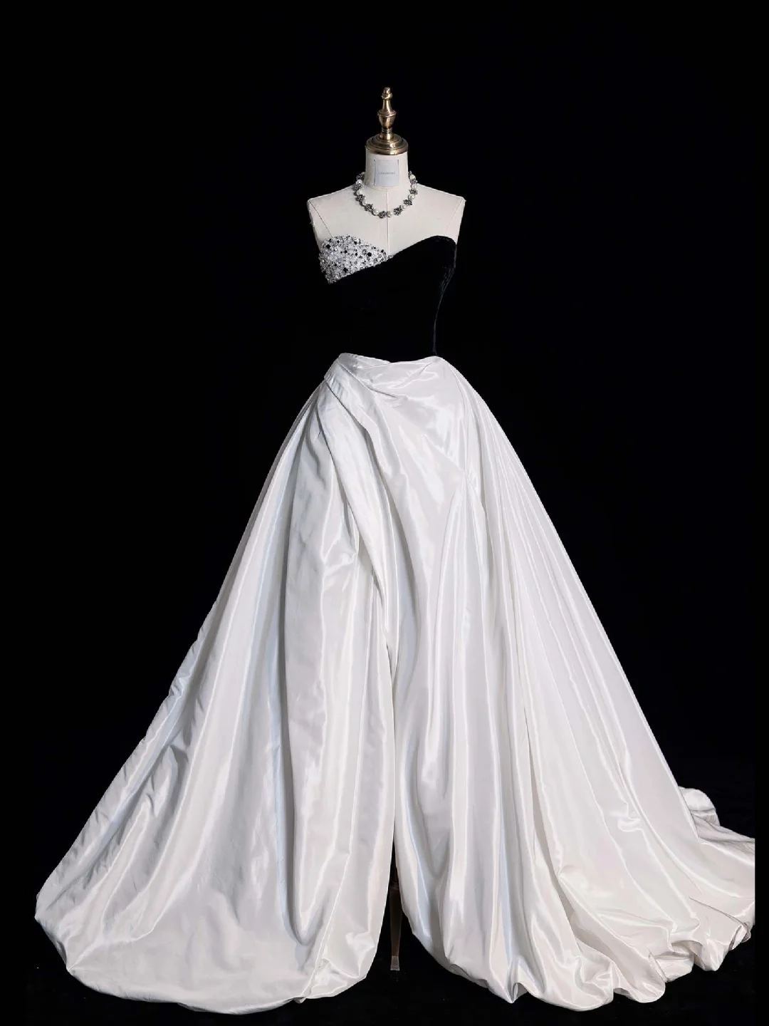 Cute A Line Sweetheart Neck Beaded White Satin Prom Dress Graduation Prom Dress DP2016