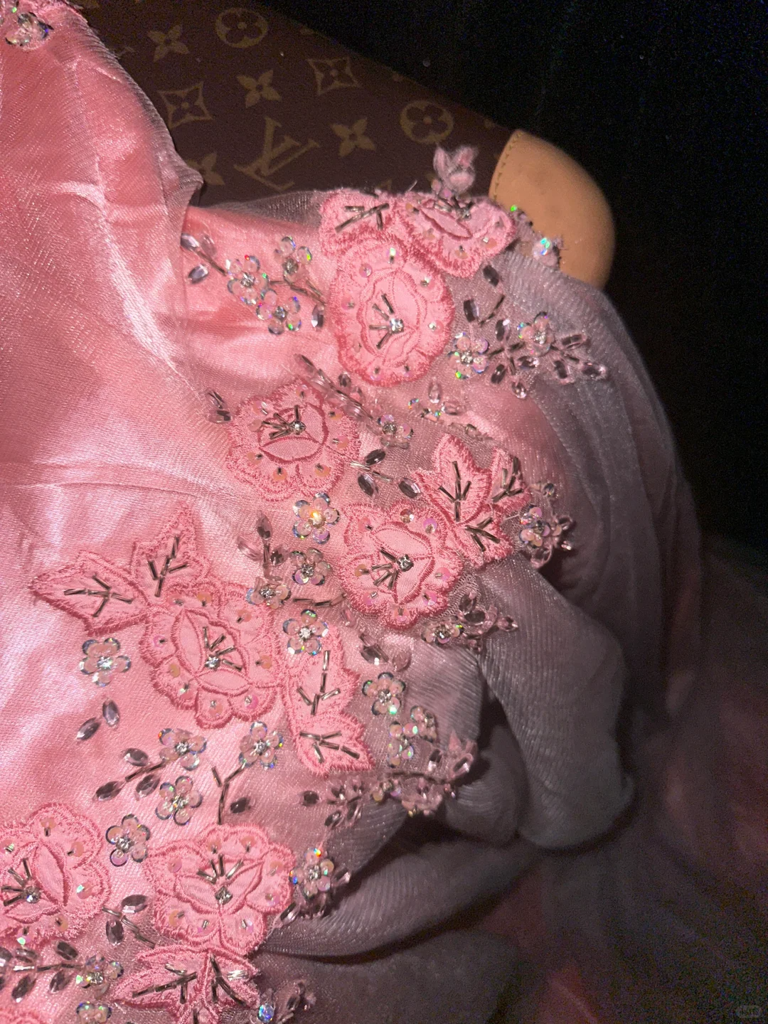 Vintage A Line Sweetheart Neck Beaded Pink Satin Tulle Long Prom Dress DP4423