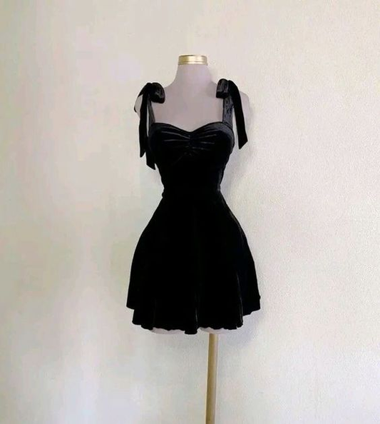 Vintage Black Birthday Outfits Velvet Homecoming Dress DP548