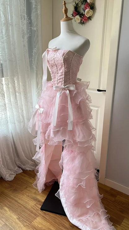 New Arrival Short Prom Dress Strapless Ruffle Homecoming Dress Birthday Party Dress DP7556