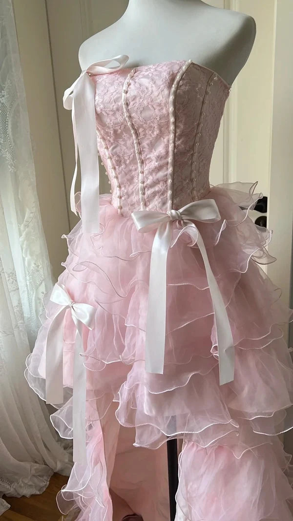 New Arrival Short Prom Dress Strapless Ruffle Homecoming Dress Birthday Party Dress DP7556