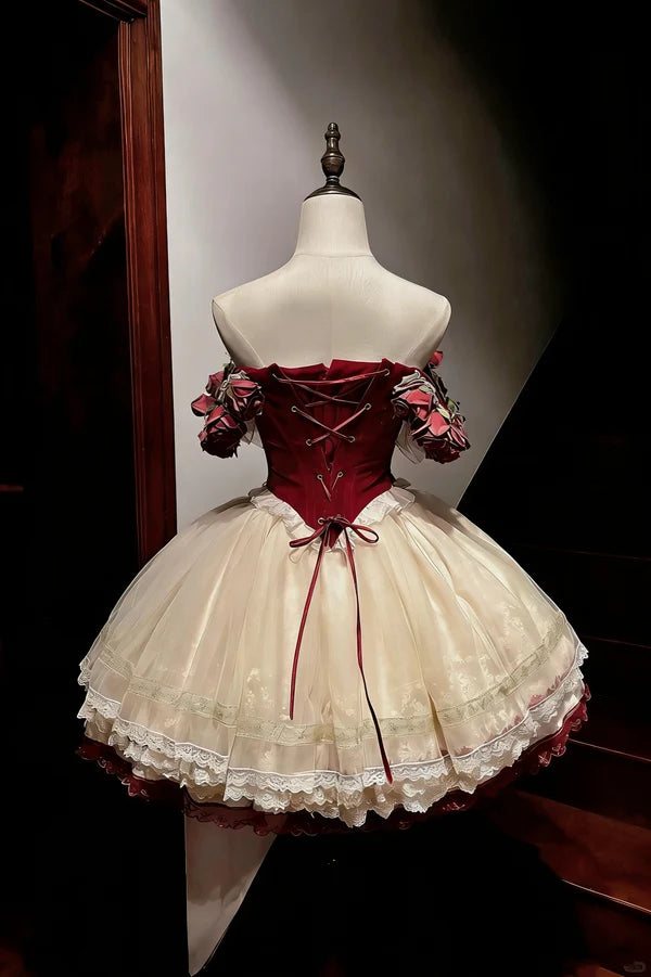 Stunning Burgundy Rose A Line Straps Velvet Satin Homecoming Dress Cocktail Dress DP7563