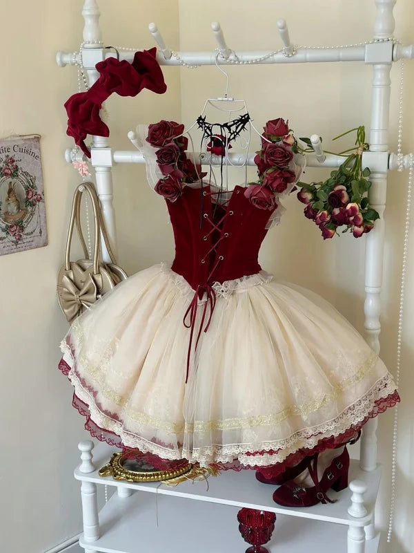 Stunning Burgundy Rose A Line Straps Velvet Satin Homecoming Dress Cocktail Dress DP7563