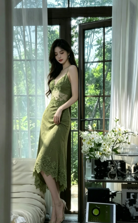 Dreamy Green Appliques Beaded Cute Chiffon Homecoming Dress Date Dress Birthday Dress DP2947