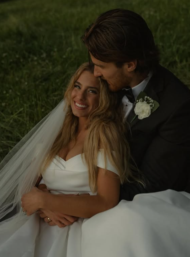 Elegant Ball Gown Off the Shoulder Pleated Simple Satin Wedding Dress DP4372