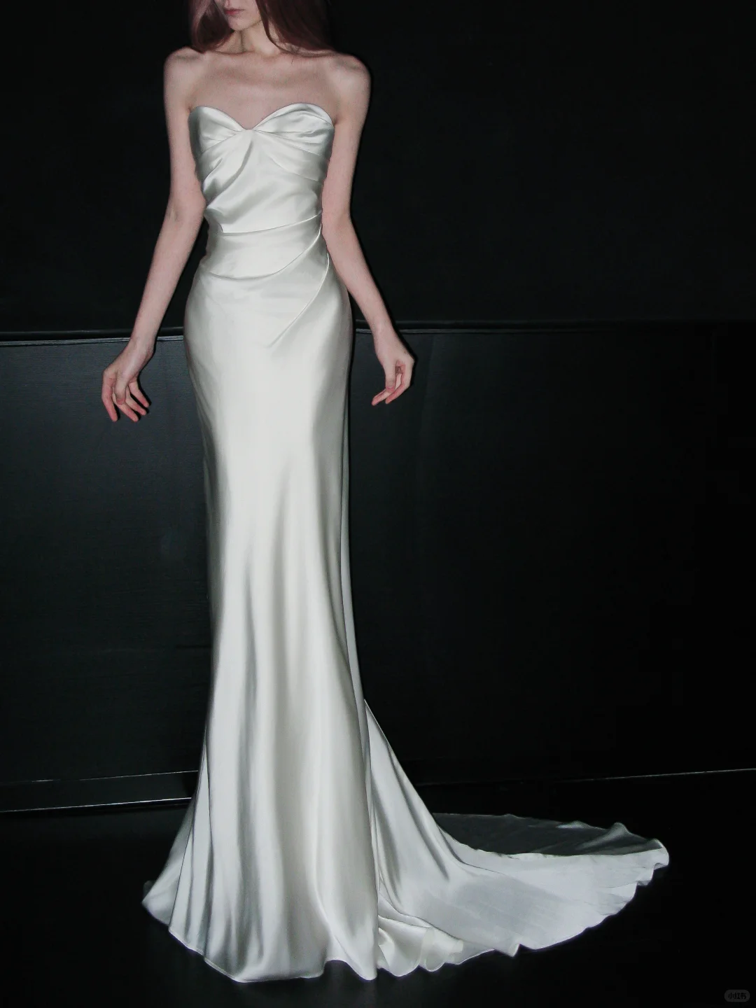 Sweety Mermaid White Satin Long Sweep Wedding Dress DP5188