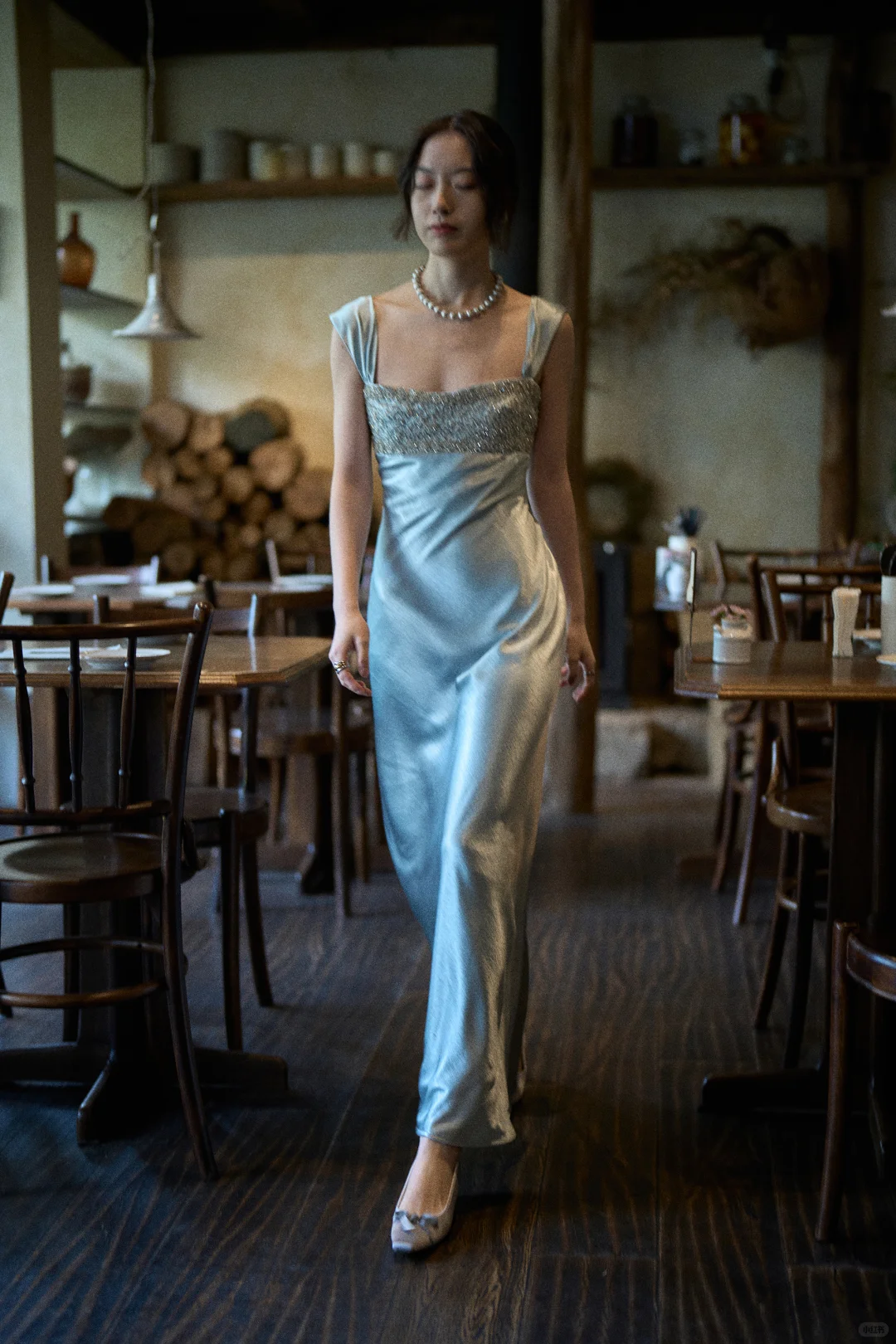 Elegant Blue A Line Straps Beaded Satin Long Prom Dress Date Dress DP4517