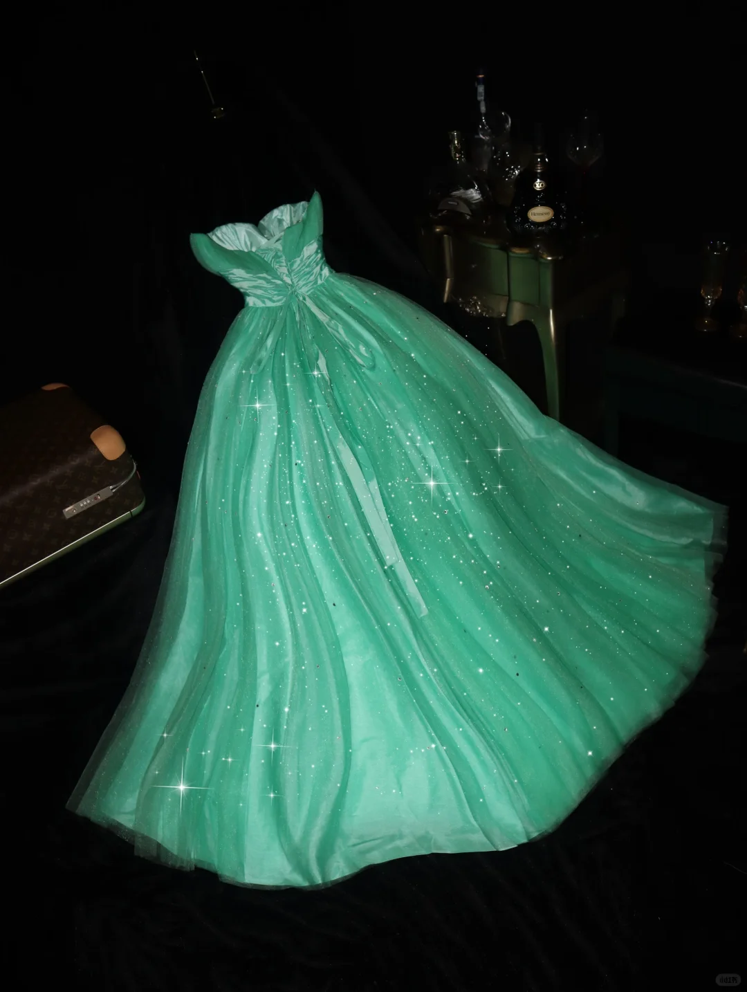 Charming Green A Line Sweetheart Neck Tulle Prom Dress Party Evening Dress DP5340