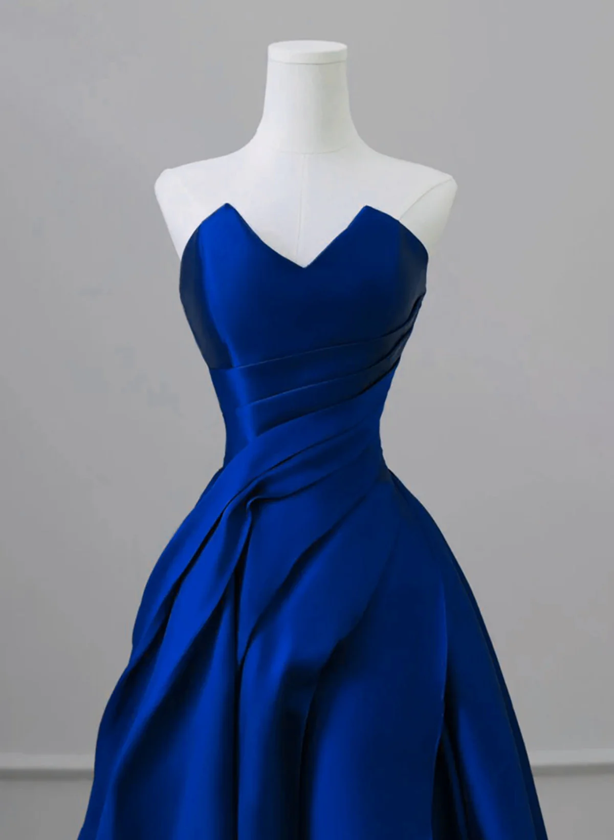 Royal Blue Strapless Satin A Line Evening Dress Long Prom Dress  DP653