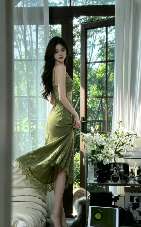 Dreamy Green Appliques Beaded Cute Chiffon Homecoming Dress Date Dress Birthday Dress DP2947