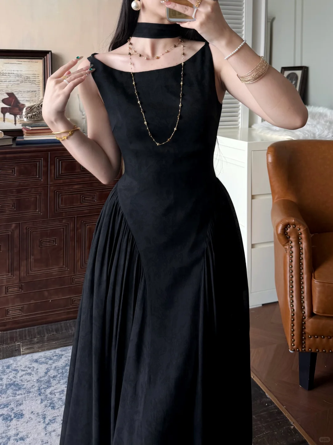 Classic Simple A Line Black Satin Long Prom Dress Evening Dress DP5647