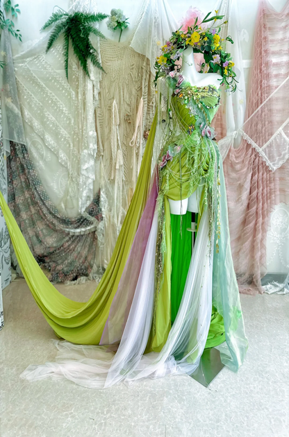 Stunning A Line One Shoulder Beaded Green Chiffon Prom Dress 16th Birthday Dress with Slit DP3840