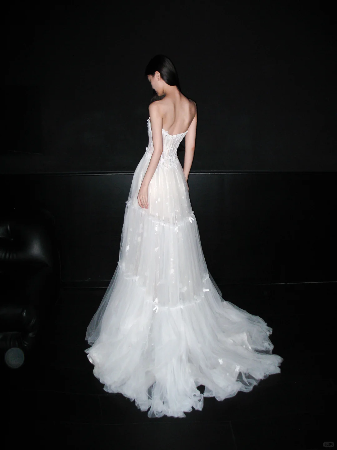 New A Line Strapless White Appliques Tulle Long Wedding Dress DP8082