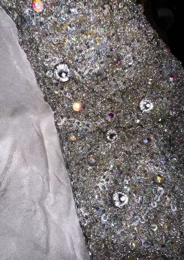Vintage Grey Mermaid Halter Beaded Satin Prom Dress Party Evening Dress DP5361