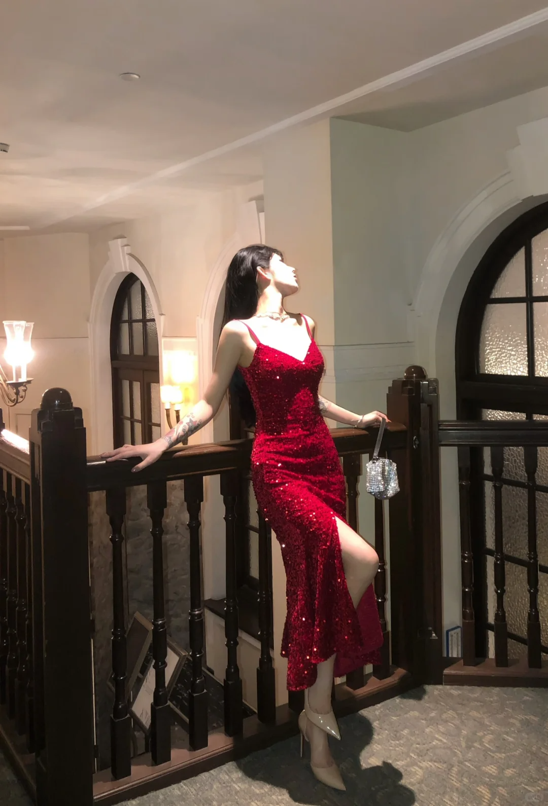Sexy Red Sheath Spaghetti Straps Sequin Prom Dress Evening Dress DP5767