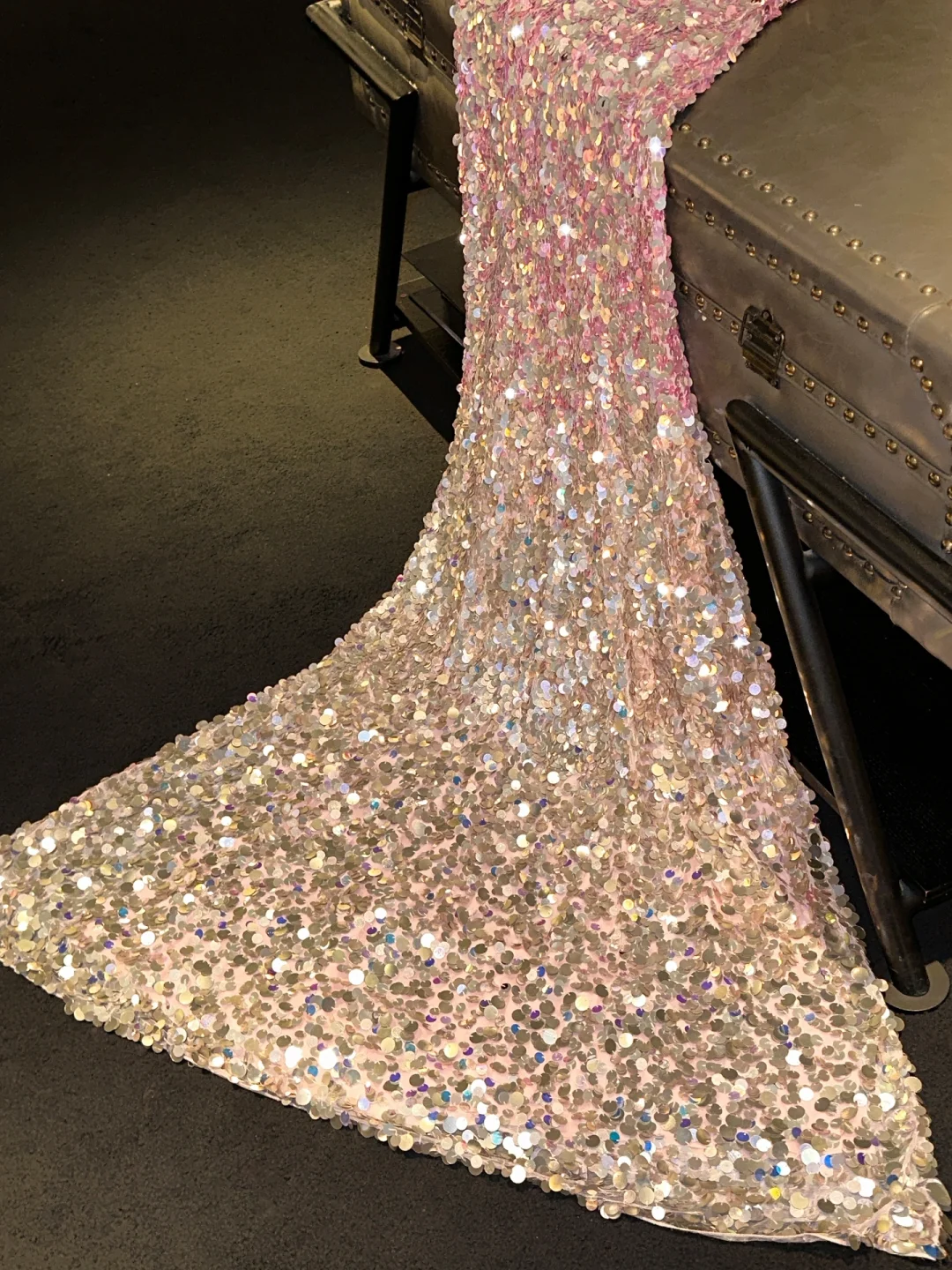 Stunning A Line V Neck Pink Silver Sequin Long Prom Dress Graduation Prom Dress DP2038