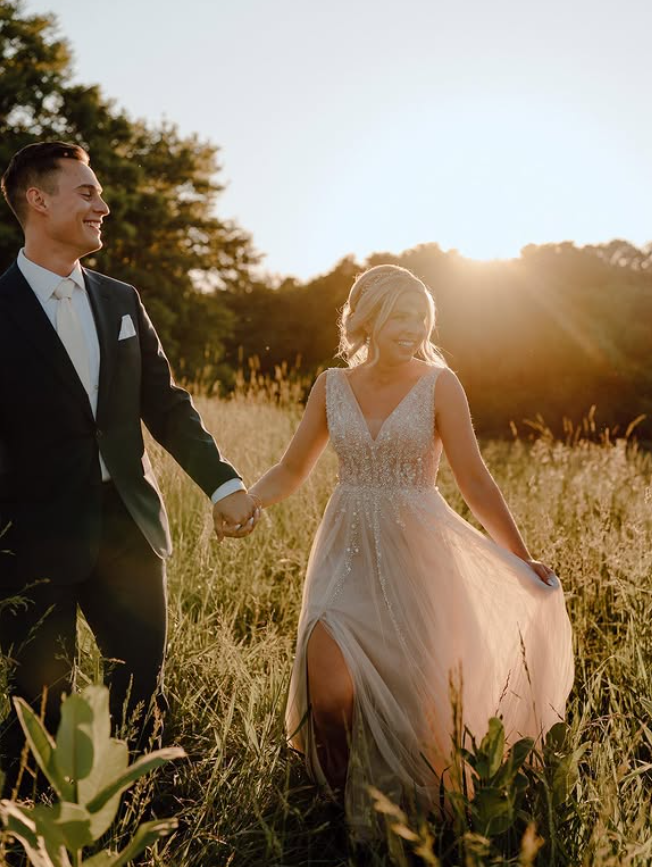 Cute A Line V Neck Beaded Tulle Long Wedding Dress DP6072