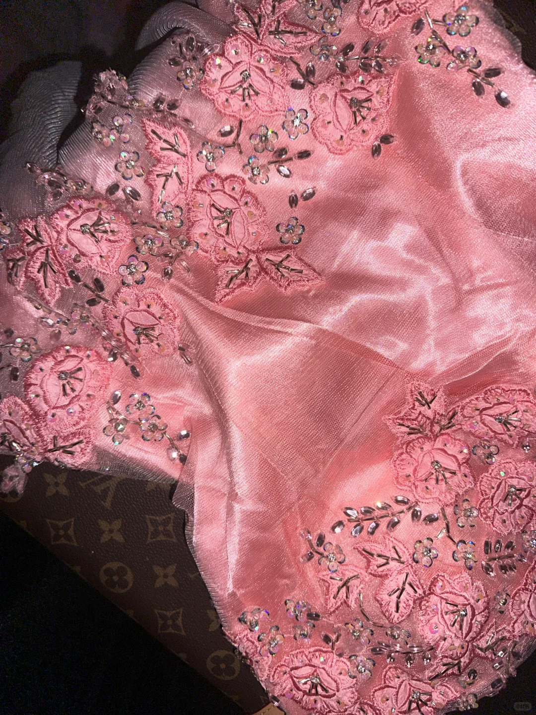 Vintage A Line Sweetheart Neck Beaded Pink Satin Tulle Long Prom Dress DP4423