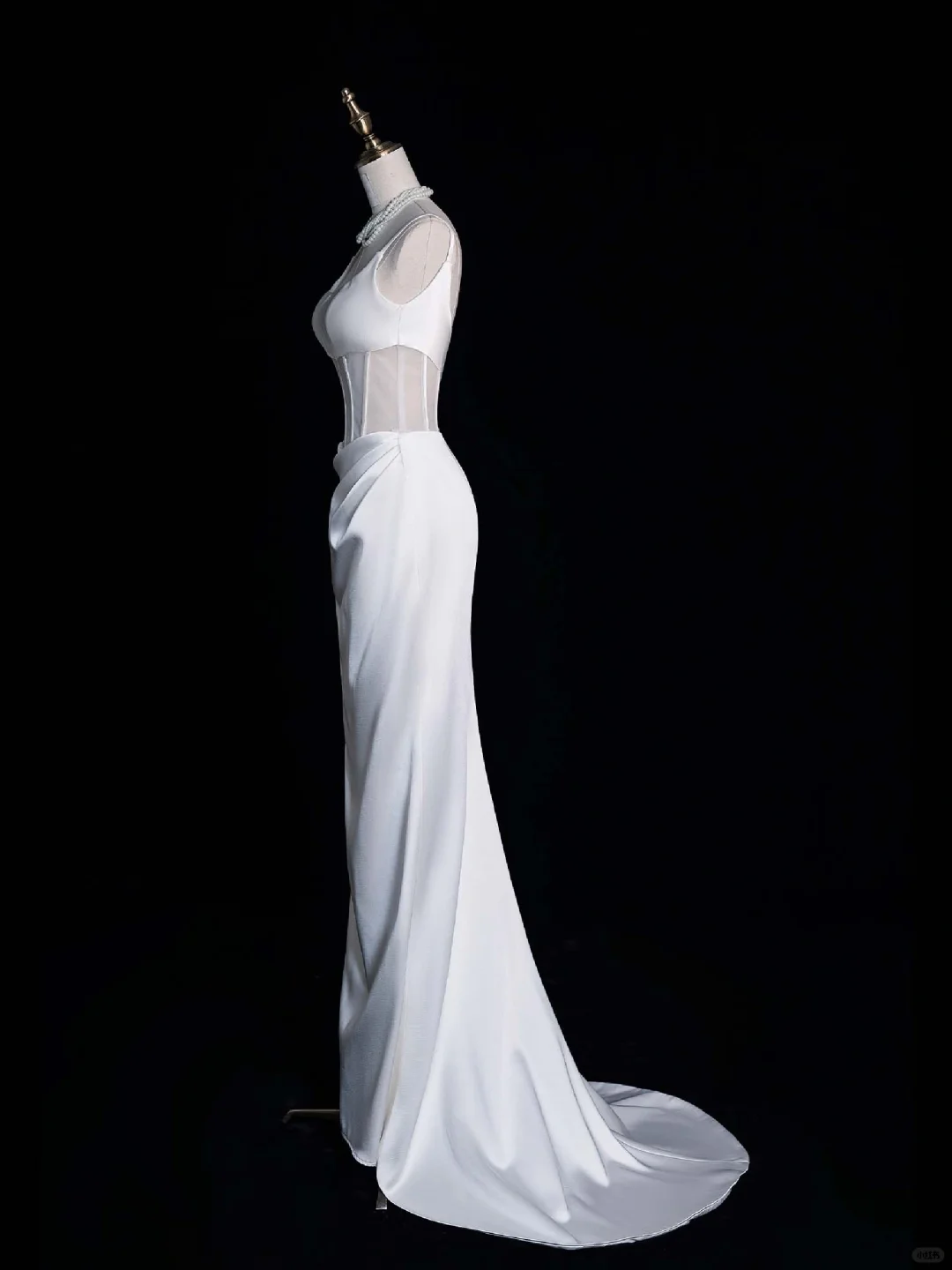 White Sheath Spaghetti Strap Corset Satin Prom Dress Graduation Prom Dress DP1990