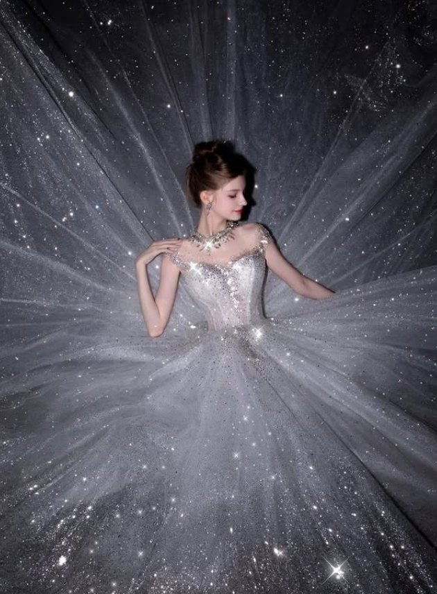 Stunning Shiny Ball Gown Exquisite Beaded White Tulle Long Prom Dress DP4921