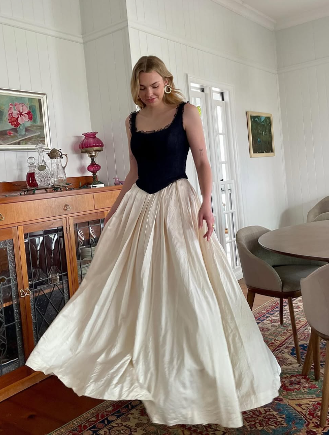 Simple A Line Strap Black Corset Champagne Satin Long Prom Dress Graduation Prom Dress DP2202