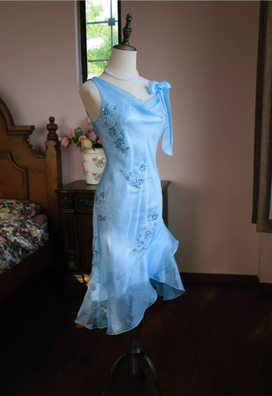 Vintage Mermaid Straps Beaded Chiffon Short Homecoming Dress Outfits DP4821