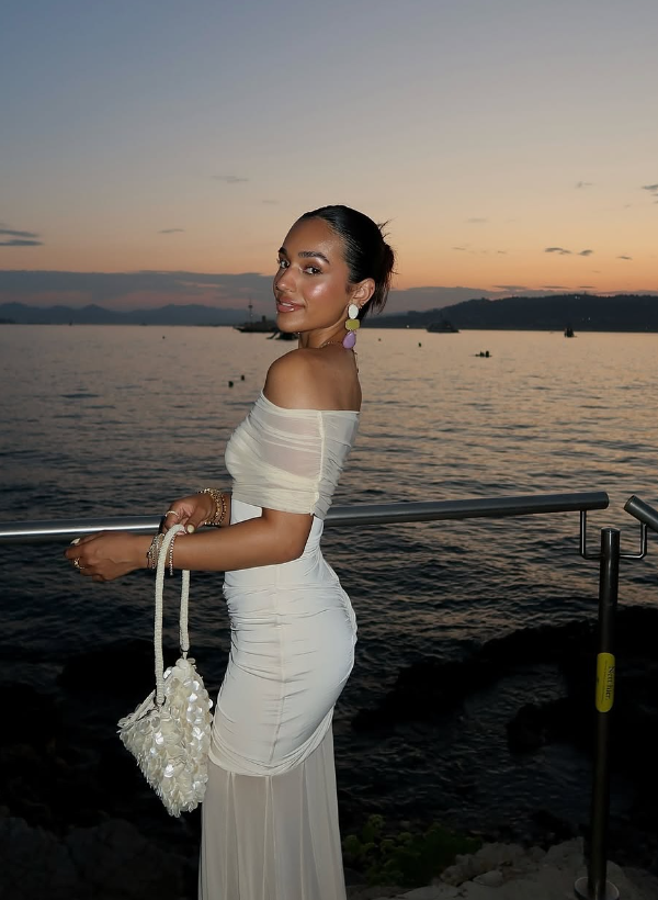 Champagne Mermaid Off the Shoulder Chiffon Satin Long Prom Dress Evening Dress DP1291