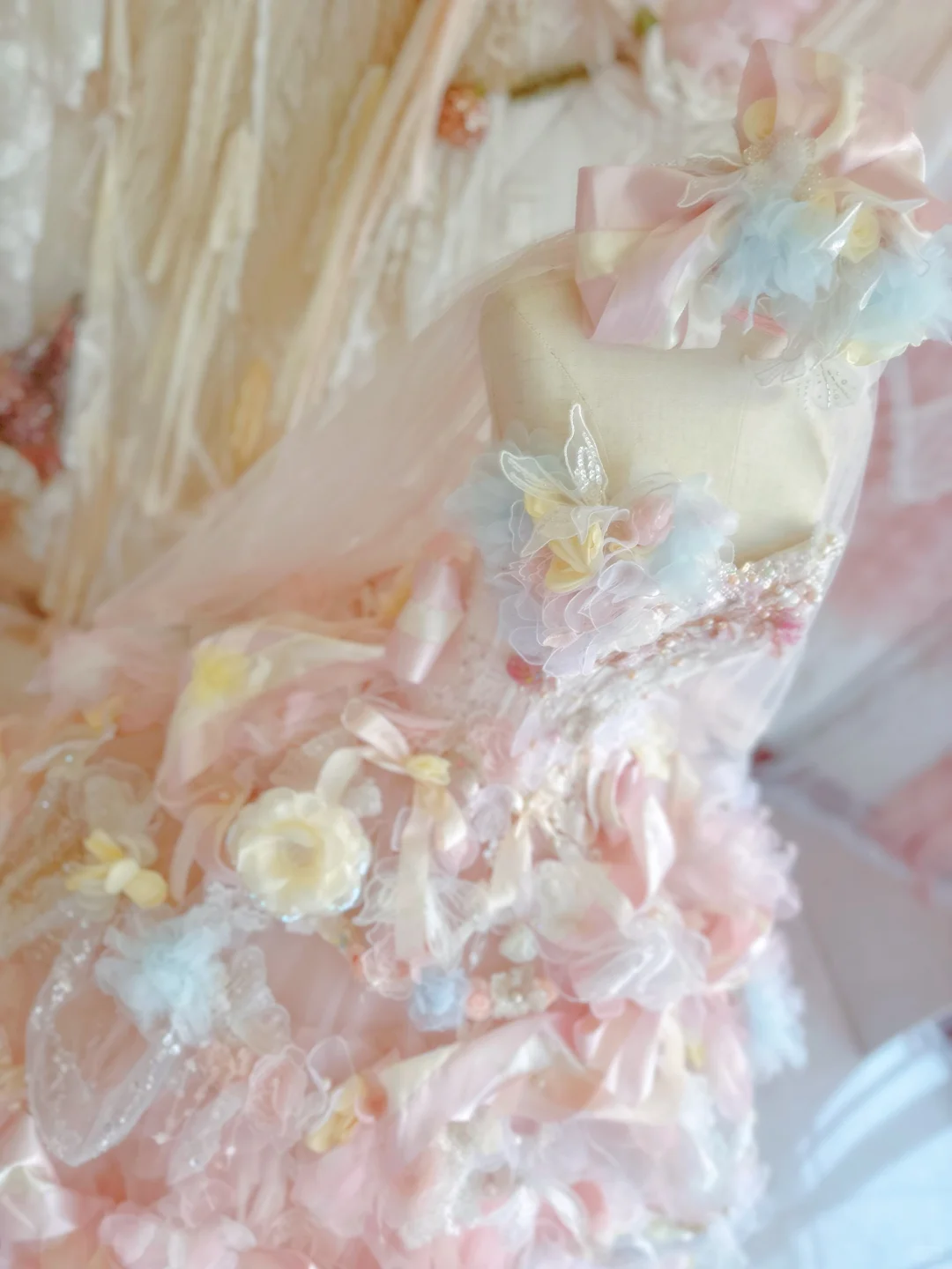 Pink Ball Gown Sweetheart Neck Beaded Floral Tulle Prom Dress 18th Birthday Dress DP4380