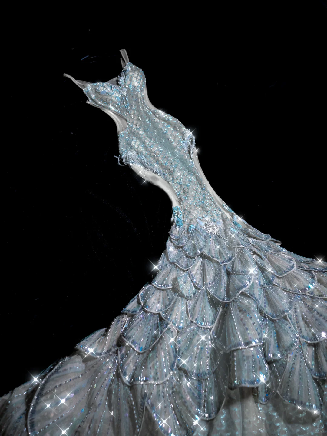 Stunning Exquisite Mermaid Blue Beaded Layered Tulle Prom Dress Evening Dress Party Dress DP2966