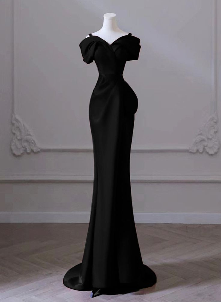 Black Satin Elegant Mermaid Evening Dress Formal Prom Dress DP254