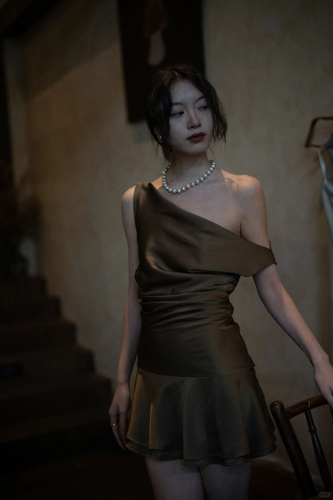 Simple Brown A Line Straps Satin Short Homecoming Dress Outfits DP4535