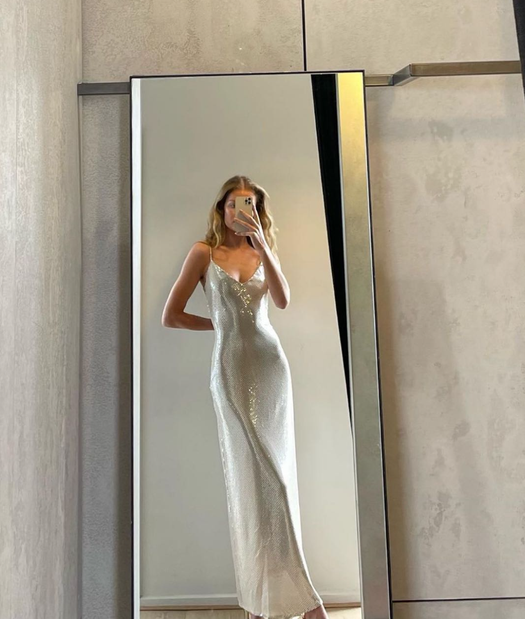 Shiny Sheath Spaghetti Strap Sequin Prom Dress 18th Birthday Dress DP4381