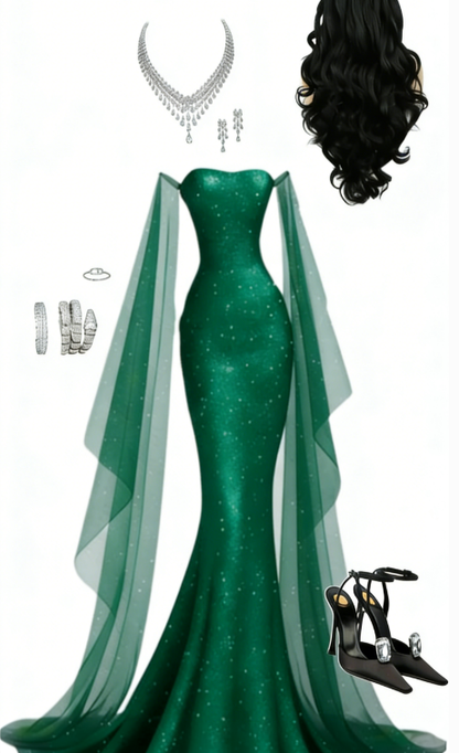 Sexy Mermaid Strapless Black Sequin Tulle Long Prom Dress Evening Dress DP4802